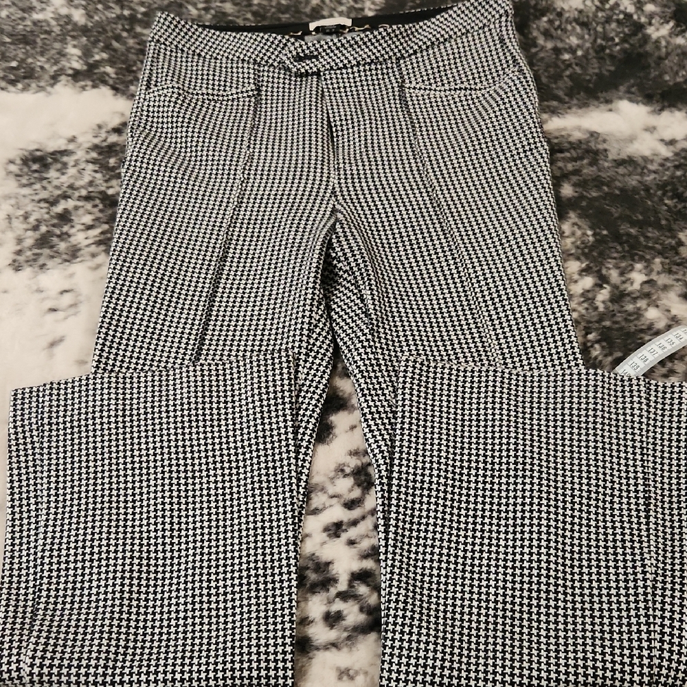 Anthropologie Black and White Houndstooth Flare Pants